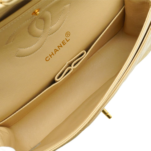 VINTAGE CHANEL CLASSIC FLAP MEDIUM CHAIN SHOULDER BAG BEIGE LAMB SKIN GOLD HARDWAR 90351068