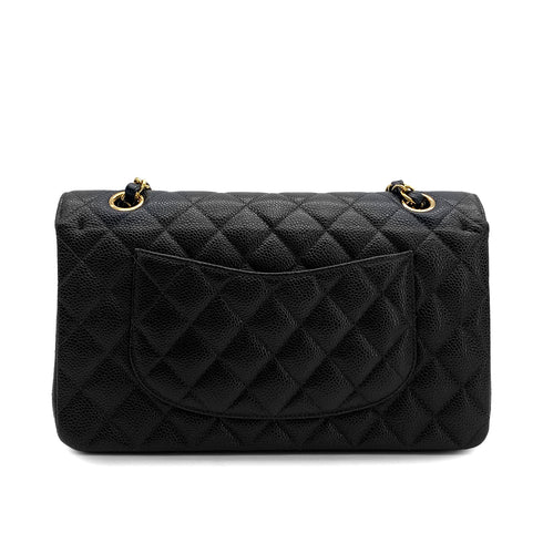 VINTAGE CHANEL CLASSIC FLAP MEDIUM CHAIN SHOULDER BAG BLACK CAVIAR SKIN GOLD HARDWARE 90327992