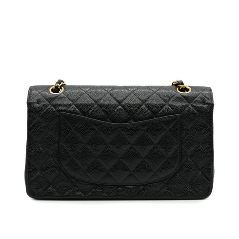 VINTAGE CHANEL CLASSIC FLAP MEDIUM CHAIN SHOULDER BAG BLACK CAVIAR SKIN GOLD HARDWARE 90333750
