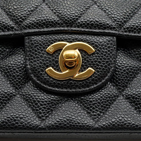 VINTAGE CHANEL CLASSIC FLAP MEDIUM CHAIN SHOULDER BAG BLACK CAVIAR SKIN GOLD HARDWARE 90333750