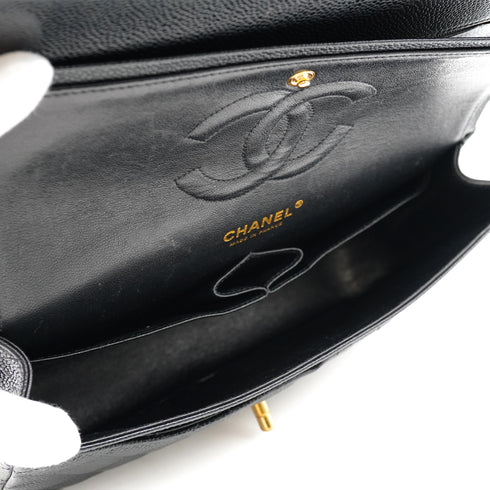 VINTAGE CHANEL CLASSIC FLAP MEDIUM CHAIN SHOULDER BAG BLACK CAVIAR SKIN GOLD HARDWARE 90333750