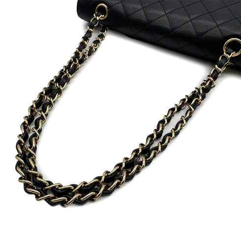 VINTAGE CHANEL CLASSIC FLAP MEDIUM CHAIN SHOULDER BAG BLACK CAVIAR SKIN GOLD HARDWARE 90313862
