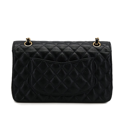 VINTAGE CHANEL CLASSIC FLAP MEDIUM CHAIN SHOULDER BAG BLACK CAVIAR SKIN GOLD HARDWARE 90318758