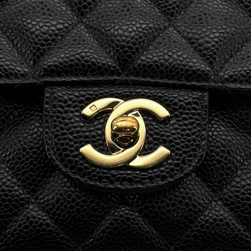 VINTAGE CHANEL CLASSIC FLAP MEDIUM CHAIN SHOULDER BAG BLACK CAVIAR SKIN GOLD HARDWARE 90318758