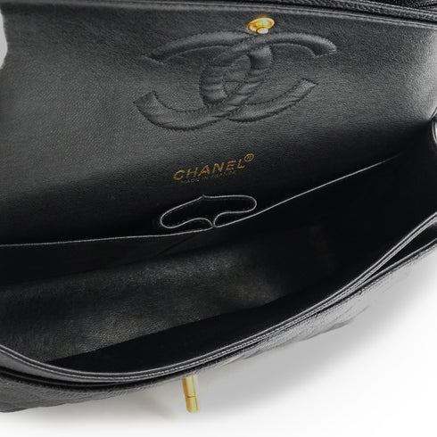 VINTAGE CHANEL CLASSIC FLAP MEDIUM CHAIN SHOULDER BAG BLACK CAVIAR SKIN GOLD HARDWARE 90341440