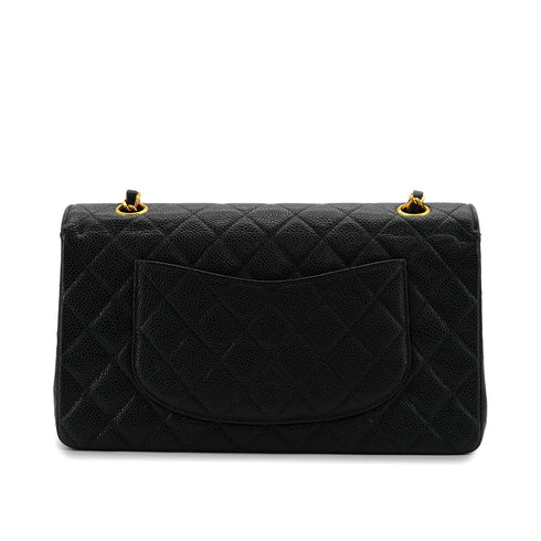VINTAGE CHANEL CLASSIC FLAP MEDIUM CHAIN SHOULDER BAG BLACK CAVIAR SKIN GOLD HARDWARE 90341440