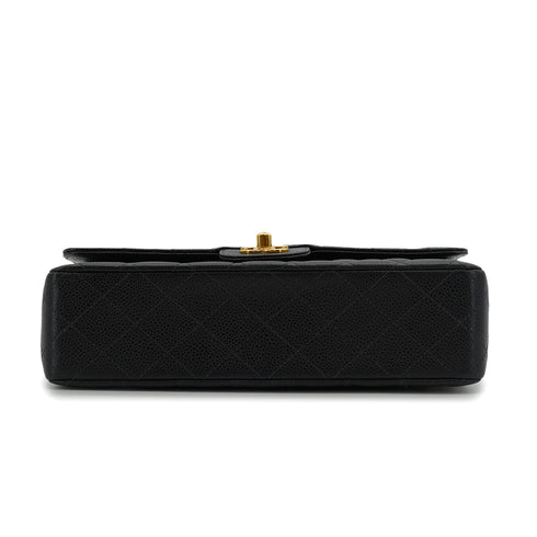 VINTAGE CHANEL CLASSIC FLAP MEDIUM CHAIN SHOULDER BAG BLACK CAVIAR SKIN GOLD HARDWARE 90341440