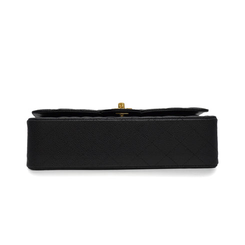 VINTAGE CHANEL CLASSIC FLAP MEDIUM CHAIN SHOULDER BAG BLACK CAVIAR SKIN GOLD HARDWARE 90341454