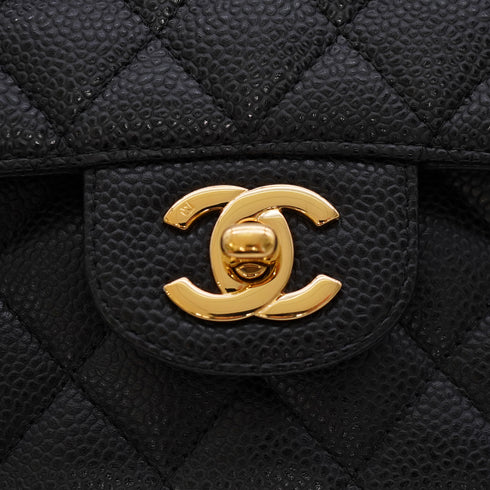 VINTAGE CHANEL CLASSIC FLAP MEDIUM CHAIN SHOULDER BAG BLACK CAVIAR SKIN GOLD HARDWARE 90341454