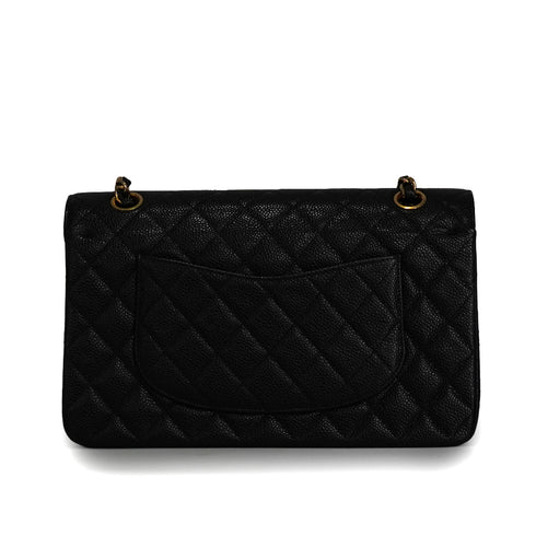 VINTAGE CHANEL CLASSIC FLAP MEDIUM CHAIN SHOULDER BAG BLACK CAVIAR SKIN GOLD HARDWARE 90341880