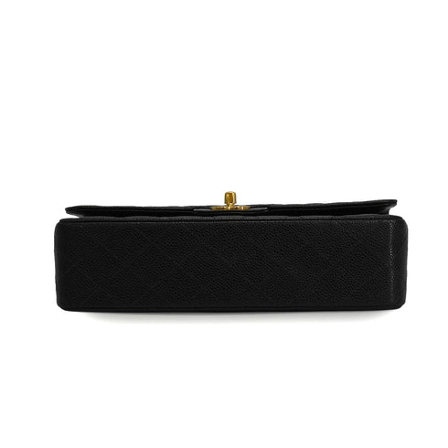 VINTAGE CHANEL CLASSIC FLAP MEDIUM CHAIN SHOULDER BAG BLACK CAVIAR SKIN GOLD HARDWARE 90341880