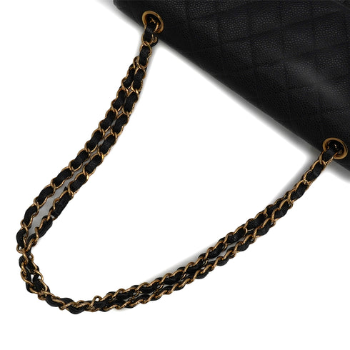 VINTAGE CHANEL CLASSIC FLAP MEDIUM CHAIN SHOULDER BAG BLACK CAVIAR SKIN GOLD HARDWARE 90341880