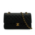 VINTAGE CHANEL CLASSIC FLAP MEDIUM CHAIN SHOULDER BAG BLACK CAVIAR SKIN GOLD HARDWARE 90345073