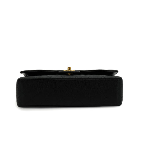 VINTAGE CHANEL CLASSIC FLAP MEDIUM CHAIN SHOULDER BAG BLACK CAVIAR SKIN GOLD HARDWARE 90345073