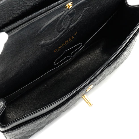 VINTAGE CHANEL CLASSIC FLAP MEDIUM CHAIN SHOULDER BAG BLACK CAVIAR SKIN GOLD HARDWARE 90337659