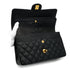 VINTAGE CHANEL CLASSIC FLAP MEDIUM CHAIN SHOULDER BAG BLACK CAVIAR SKIN GOLD HARDWARE 90337659