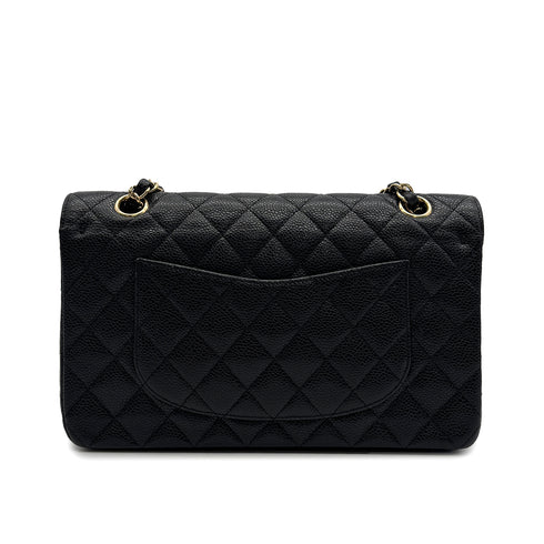VINTAGE CHANEL CLASSIC FLAP MEDIUM CHAIN SHOULDER BAG BLACK CAVIAR SKIN GOLD HARDWARE 90313556