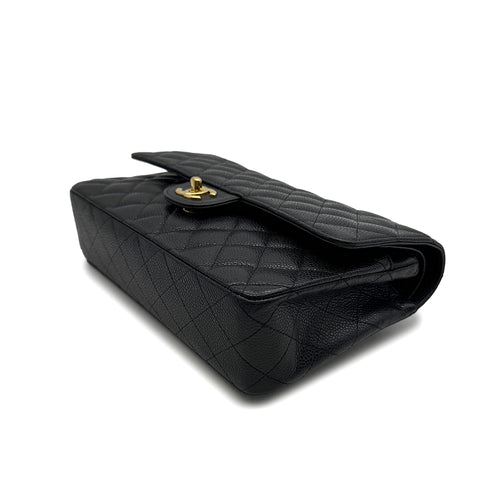 VINTAGE CHANEL CLASSIC FLAP MEDIUM CHAIN SHOULDER BAG BLACK CAVIAR SKIN GOLD HARDWARE 90313556