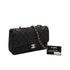 VINTAGE CHANEL CLASSIC FLAP MEDIUM CHAIN SHOULDER BAG BLACK DENIM GOLD HARDWARE 90348499