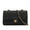 VINTAGE CHANEL CLASSIC FLAP MEDIUM CHAIN SHOULDER BAG BLACK DENIM GOLD HARDWARE 90348499