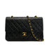 VINTAGE CHANEL CLASSIC FLAP MEDIUM CHAIN SHOULDER BAG BLACK LAMB SKIN GOLD HARDWARE 90321005