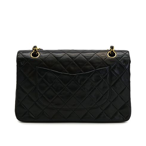 VINTAGE CHANEL CLASSIC FLAP MEDIUM CHAIN SHOULDER BAG BLACK LAMB SKIN GOLD HARDWARE 90321005