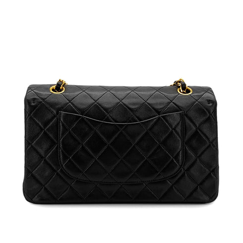 VINTAGE CHANEL CLASSIC FLAP MEDIUM CHAIN SHOULDER BAG BLACK LAMB SKIN GOLD HARDWARE 90322292