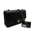 VINTAGE CHANEL CLASSIC FLAP MEDIUM CHAIN SHOULDER BAG BLACK LAMB SKIN GOLD HARDWARE 90323981