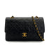 VINTAGE CHANEL CLASSIC FLAP MEDIUM CHAIN SHOULDER BAG BLACK LAMB SKIN GOLD HARDWARE 90324140