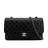 VINTAGE CHANEL CLASSIC FLAP MEDIUM CHAIN SHOULDER BAG BLACK LAMB SKIN SILVER HARDWARE 90324277
