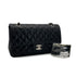 VINTAGE CHANEL CLASSIC FLAP MEDIUM CHAIN SHOULDER BAG BLACK LAMB SKIN SILVER HARDWARE 90324277