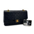 VINTAGE CHANEL CLASSIC FLAP MEDIUM CHAIN SHOULDER BAG BLACK LAMB SKIN GOLD HARDWARE 90324635