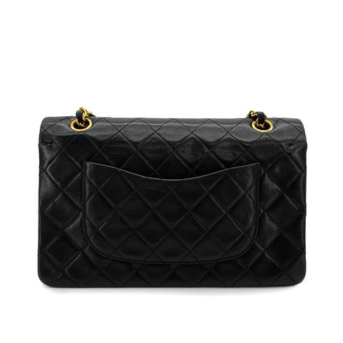 VINTAGE CHANEL CLASSIC FLAP MEDIUM CHAIN SHOULDER BAG BLACK LAMB SKIN GOLD HARDWARE 90324800