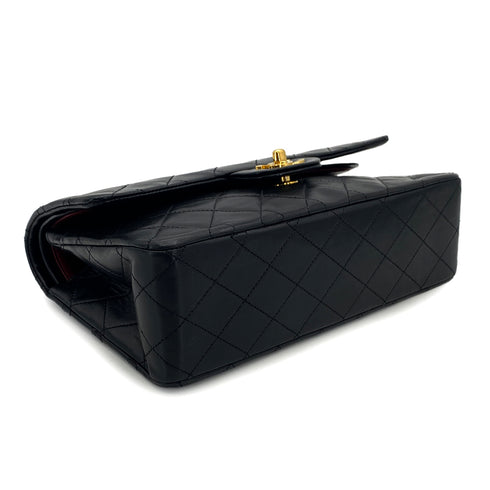 VINTAGE CHANEL CLASSIC FLAP MEDIUM CHAIN SHOULDER BAG BLACK LAMB SKIN GOLD HARDWARE 90324800