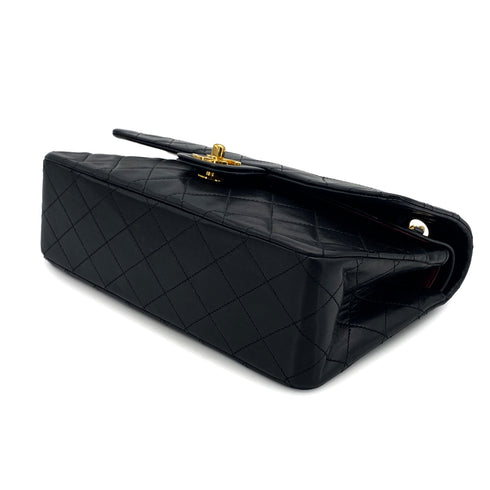 VINTAGE CHANEL CLASSIC FLAP MEDIUM CHAIN SHOULDER BAG BLACK LAMB SKIN GOLD HARDWARE 90324800