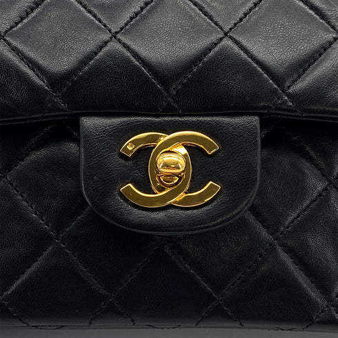 VINTAGE CHANEL CLASSIC FLAP MEDIUM CHAIN SHOULDER BAG BLACK LAMB SKIN GOLD HARDWARE 90324800