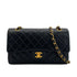 VINTAGE CHANEL CLASSIC FLAP MEDIUM CHAIN SHOULDER BAG BLACK LAMB SKIN GOLD HARDWARE 90324824