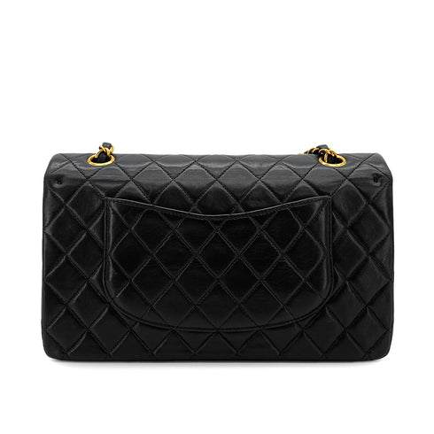 VINTAGE CHANEL CLASSIC FLAP MEDIUM CHAIN SHOULDER BAG BLACK LAMB SKIN GOLD HARDWARE 90324824