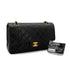 VINTAGE CHANEL CLASSIC FLAP MEDIUM CHAIN SHOULDER BAG BLACK LAMB SKIN GOLD HARDWARE 90324824