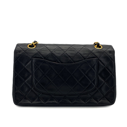 VINTAGE CHANEL CLASSIC FLAP MEDIUM CHAIN SHOULDER BAG BLACK LAMB SKIN GOLD HARDWARE 90325600