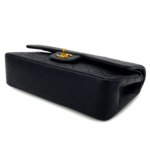 VINTAGE CHANEL CLASSIC FLAP MEDIUM CHAIN SHOULDER BAG BLACK LAMB SKIN GOLD HARDWARE 90325600