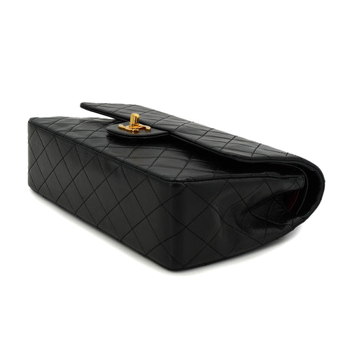 VINTAGE CHANEL CLASSIC FLAP MEDIUM CHAIN SHOULDER BAG BLACK LAMB SKIN GOLD HARDWARE 90327056