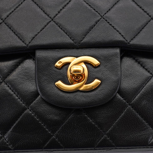 VINTAGE CHANEL CLASSIC FLAP MEDIUM CHAIN SHOULDER BAG BLACK LAMB SKIN GOLD HARDWARE 90327056