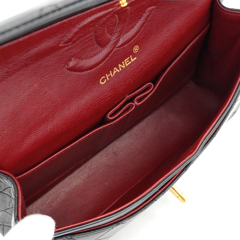 VINTAGE CHANEL CLASSIC FLAP MEDIUM CHAIN SHOULDER BAG BLACK LAMB SKIN GOLD HARDWARE 90327056