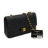 VINTAGE CHANEL CLASSIC FLAP MEDIUM CHAIN SHOULDER BAG BLACK LAMB SKIN GOLD HARDWARE 90327056
