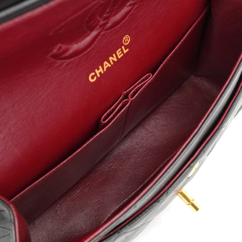 VINTAGE CHANEL CLASSIC FLAP MEDIUM CHAIN SHOULDER BAG BLACK LAMB SKIN GOLD HARDWARE 90327088
