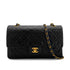 VINTAGE CHANEL CLASSIC FLAP MEDIUM CHAIN SHOULDER BAG BLACK LAMB SKIN GOLD HARDWARE 90327151