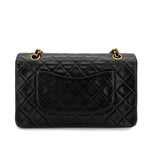 VINTAGE CHANEL CLASSIC FLAP MEDIUM CHAIN SHOULDER BAG BLACK LAMB SKIN GOLD HARDWARE 90327151