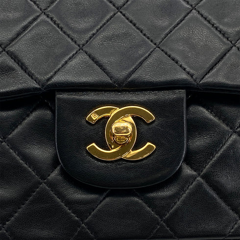VINTAGE CHANEL CLASSIC FLAP MEDIUM CHAIN SHOULDER BAG BLACK LAMB SKIN GOLD HARDWARE 90327151