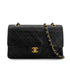 VINTAGE CHANEL CLASSIC FLAP MEDIUM CHAIN SHOULDER BAG BLACK LAMB SKIN GOLD HARDWARE 90327315